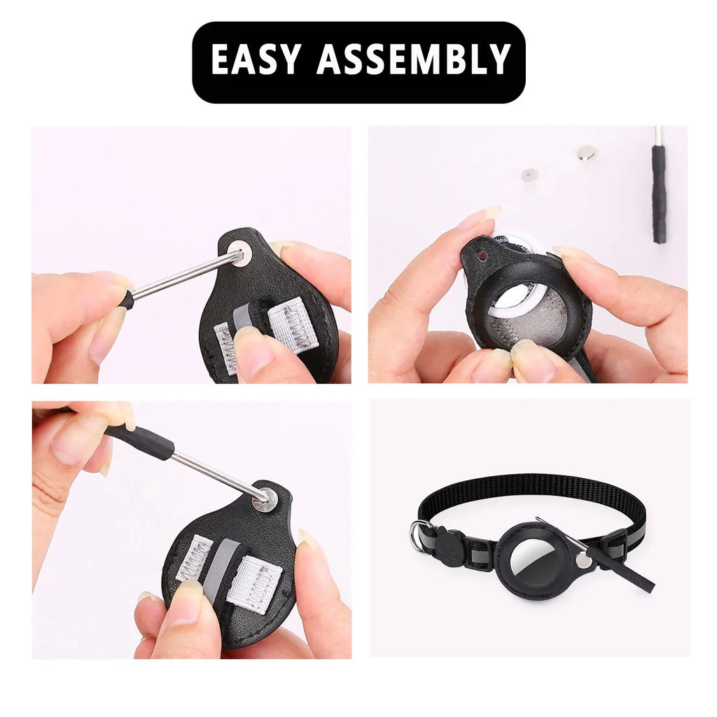 Cat AirTag Holder Collar Breakaway Reflective Strips Adjustable Kitten Collar Waterproof Cat Bell Collar Pet Air Tag Case collar