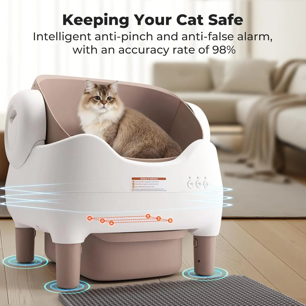 VOFORD Automatic Cat Litter Box Extra Large Self Cleaning Litter Box with APP Control with Free Trimmer for Multi-Cat Compatible