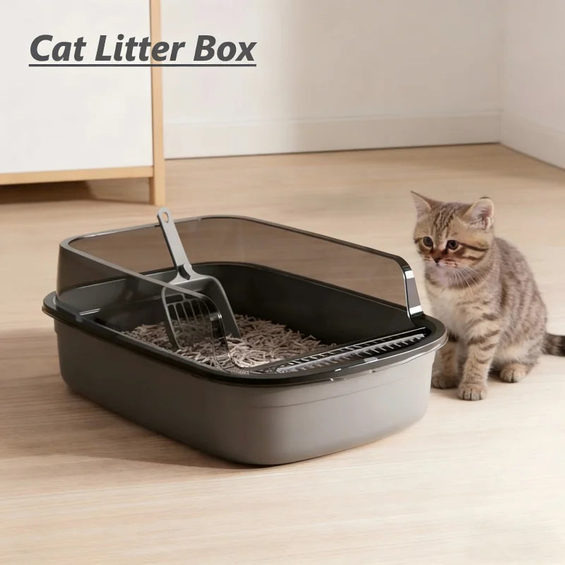 Kitty Sandbox Cat Litter Box Semi-enclosed Splashproof Cat Tray Cat Toilet Cleaning Basin Supplies Pet Toilet Kitten Tray Bedpan