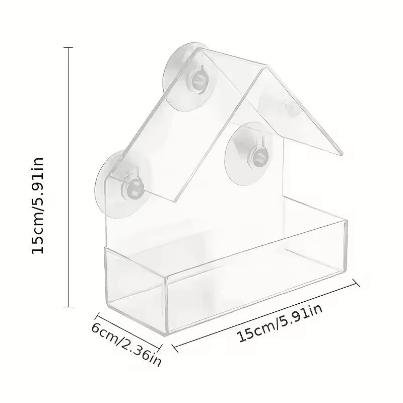 NEW Window Type Bird Feeder, Reusable Tray, Waterproof Transparent Squirrel Food Container, Outdoor Suction Cup Installation