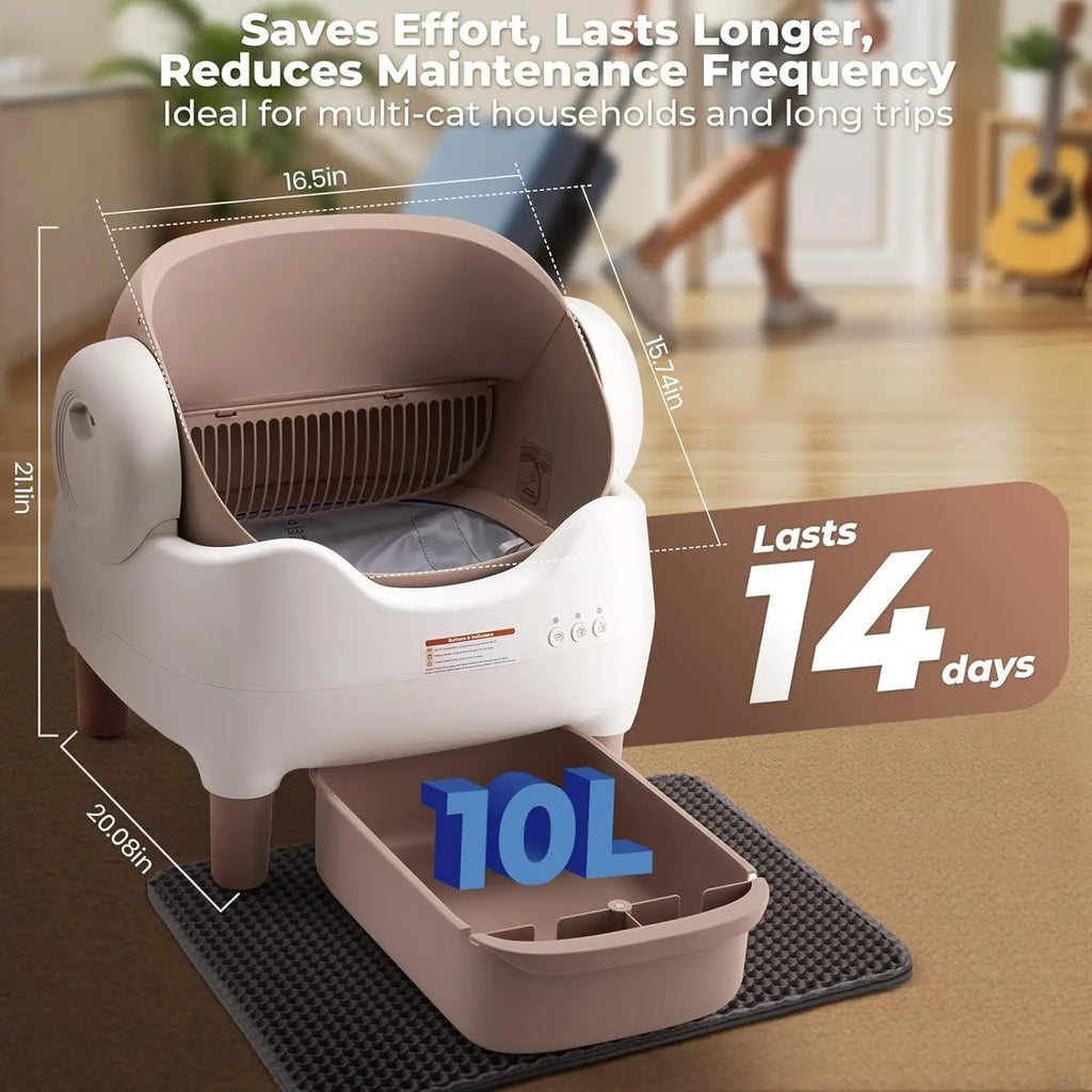 VOFORD Automatic Cat Litter Box Extra Large Self Cleaning Litter Box with APP Control with Free Trimmer for Multi-Cat Compatible