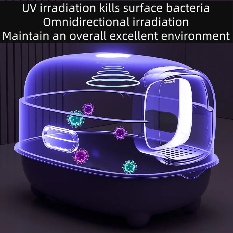 Cat Litter Box Oversize Rechargeable Sterilizing Deodorant Fully Enclosed Toilet Large Capacity UV Sterilizatio Odor Removal Cat