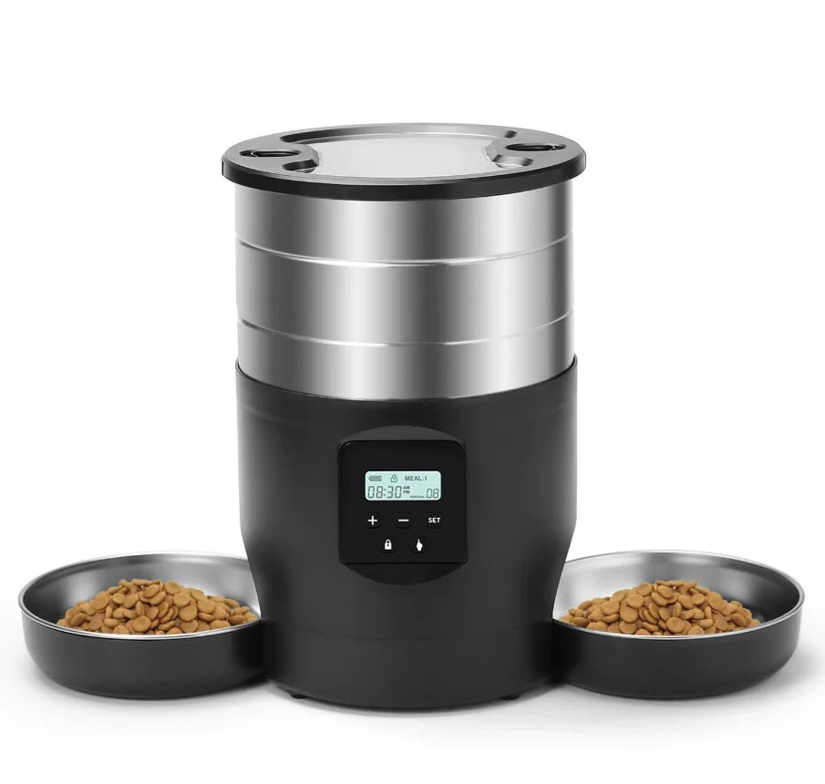 4.5L wifi/button version pet feeder intelligent food dispenser with dual bowls, used for cat and dog dry goods accessories