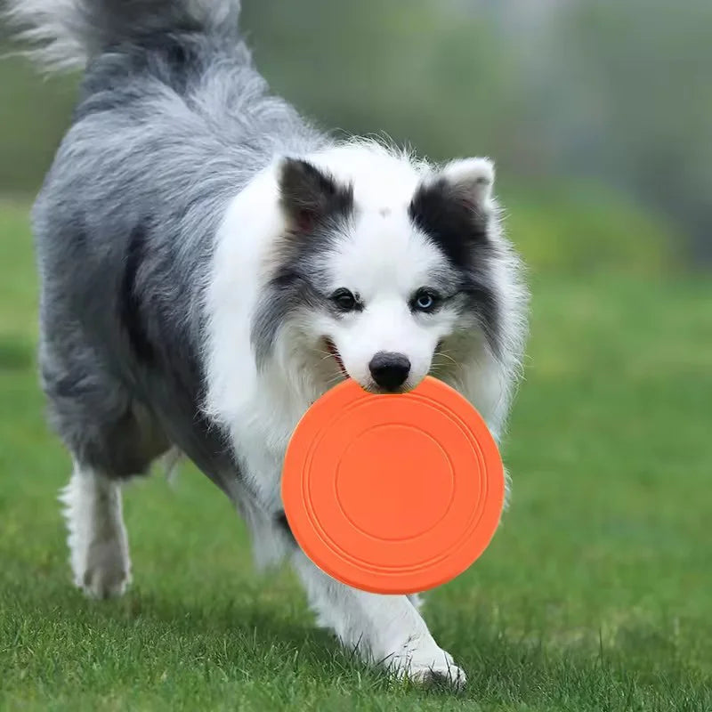Durable Chewable Pet Training Frisbee Toy Tear Resistant Soft Rubber Flying Disc For Dogs Exercise Play Fetch Training Supplies