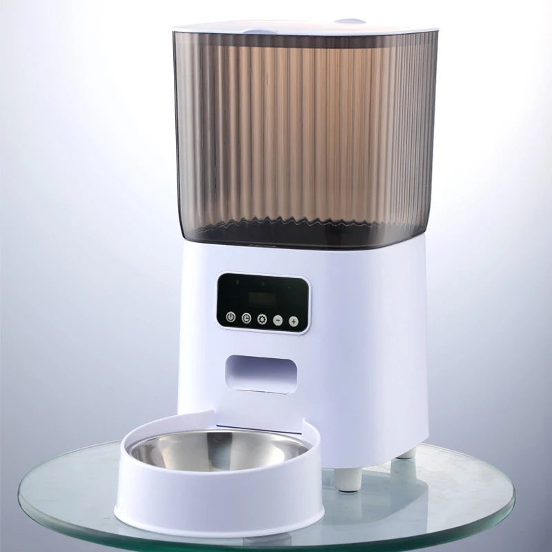 5L Pet Feeder with Camera Automatic Cat Feeder Smart Dog Food Dispenser WiFi Timing Stainless Steel Feeding Bowl（No 5V 2A Plug）