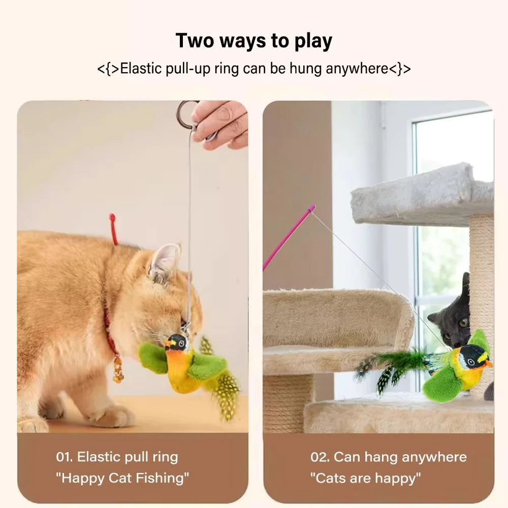 Interactive Cat Toy with Realistic Bird Sound - Plush Chirping Bird Catnip Toy for Cats & Kittens, Simulation Bird Teaser Toy