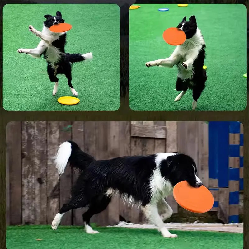 Durable Chewable Pet Training Frisbee Toy Tear Resistant Soft Rubber Flying Disc For Dogs Exercise Play Fetch Training Supplies