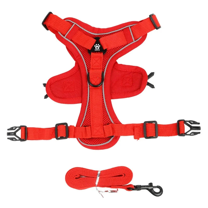 No Pull Dog Harness and Leash Set Adjustable Pet Harness Vest for Small Dogs Cats Reflective Dog Chest Strap Lead Walking