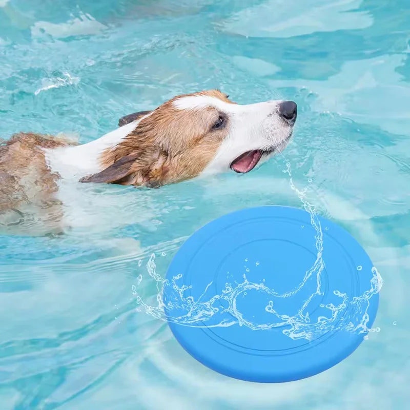 Durable Chewable Pet Training Frisbee Toy Tear Resistant Soft Rubber Flying Disc For Dogs Exercise Play Fetch Training Supplies