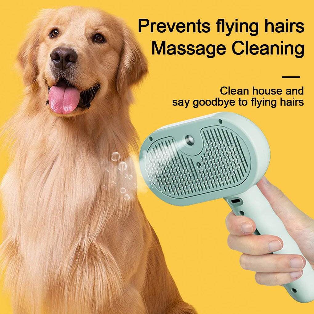 3in1 Pet Steam Spray Grooming Brush for Dogs Cats Electric Hair Removal Comb Massage Anti-Tangle Steamy Floating Hair Cleaning