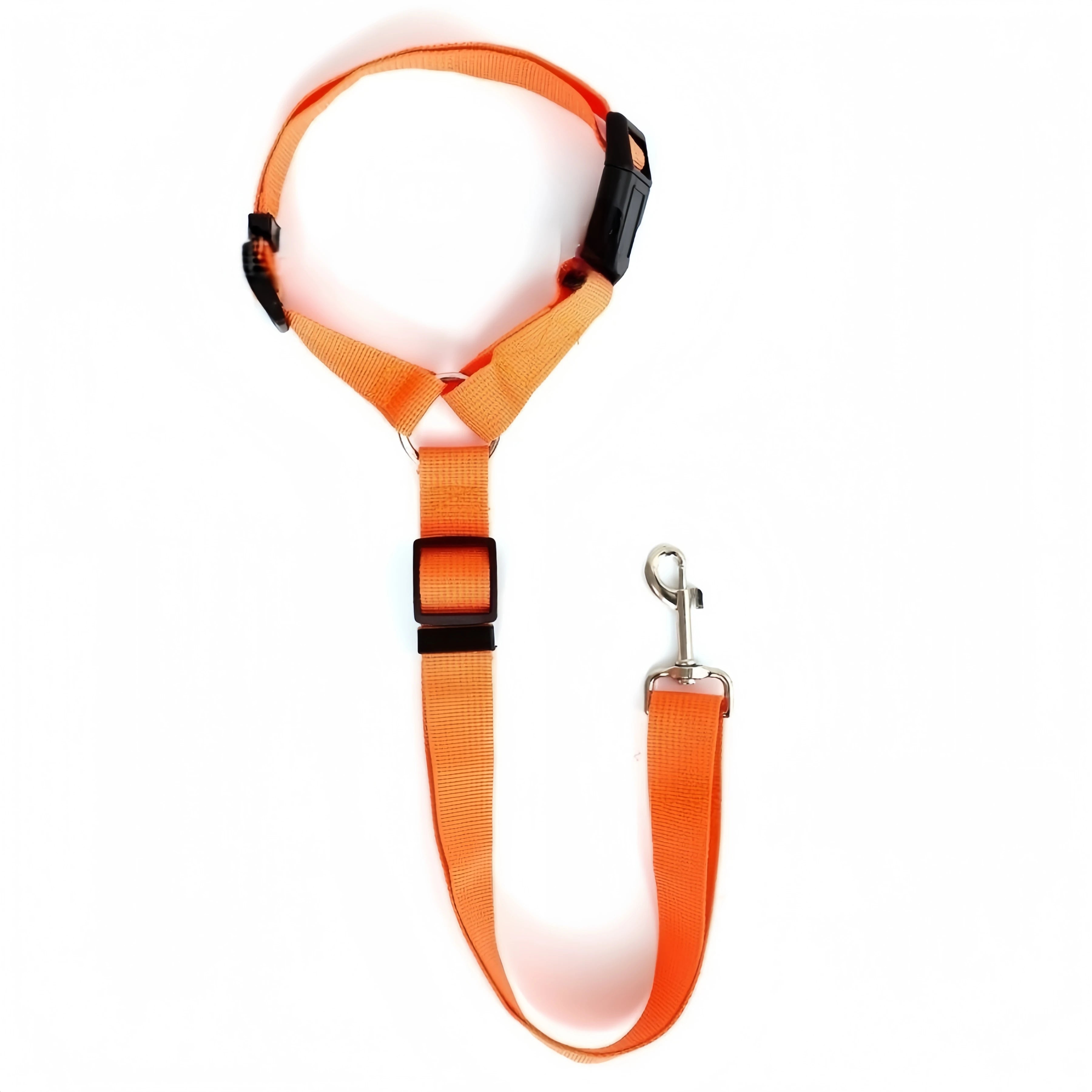 Solid Color Two-in-one Pet Car Seat Belt Nylon Lead Leash Backseat Safety Belt Adjustable Dogs Harness Collar Pet Accessories