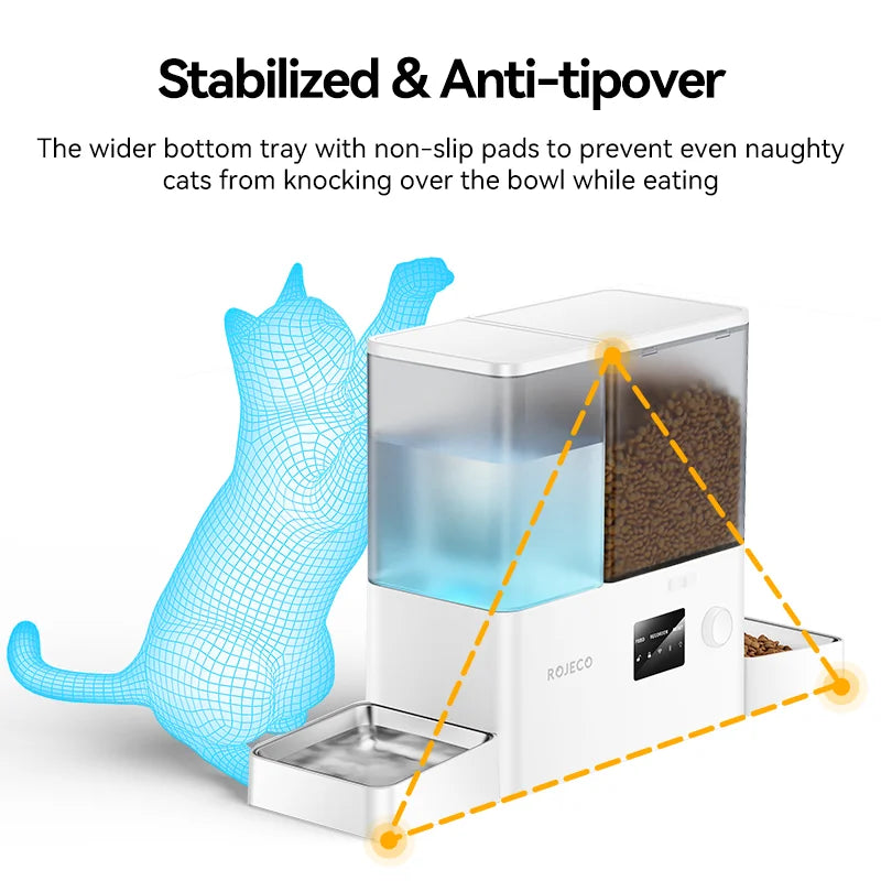 ROJECO 8.5L Automatic Pet Feeder Water Fountain WIFI APP Remote Control Smart Dog 5L Food Dispenser 3.5L Gravity Water Drinker ﻿