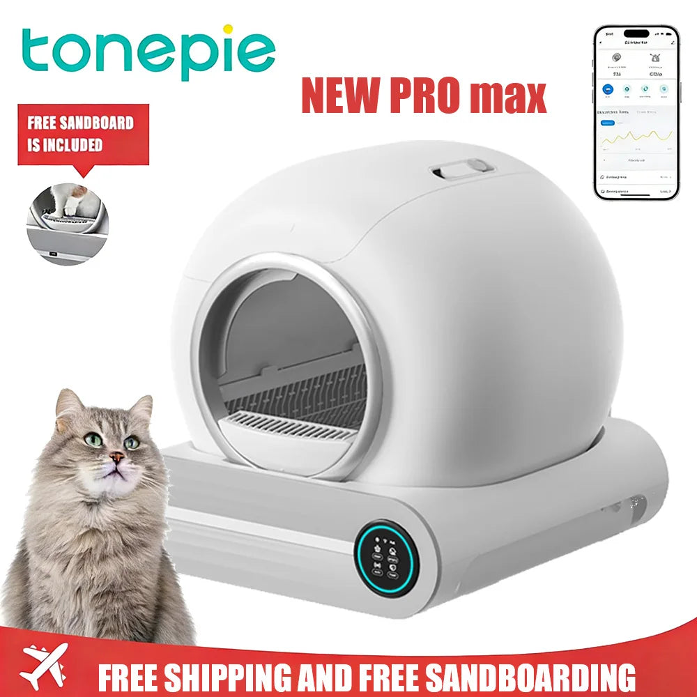 Tonepie 65L Automatic Smart Cat Litter Box Self Cleaning Fully Enclosed Cat Litter Box Toilet Litter Tray English Version 2026