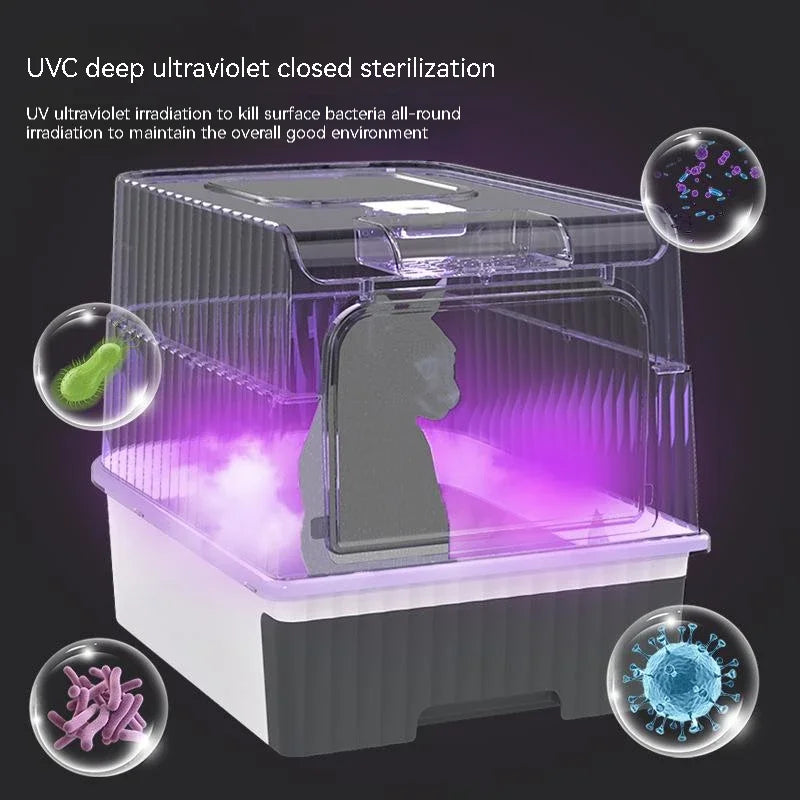 Cat Litter Box Oversize Rechargeable Sterilizing Deodorant Fully Enclosed Toilet Large Capacity UV Sterilizatio Odor Removal Cat