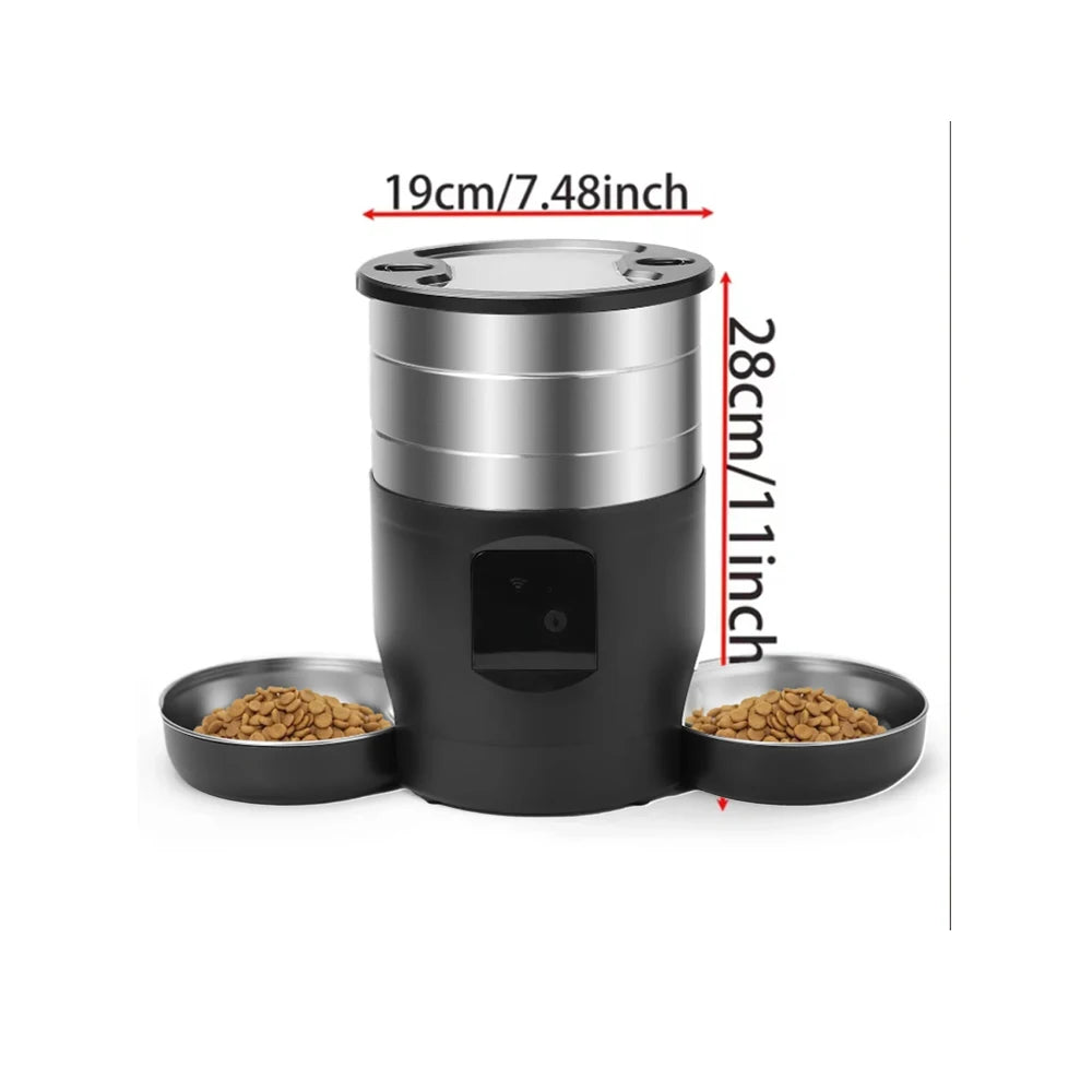 4.5L wifi/button version pet feeder intelligent food dispenser with dual bowls, used for cat and dog dry goods accessories